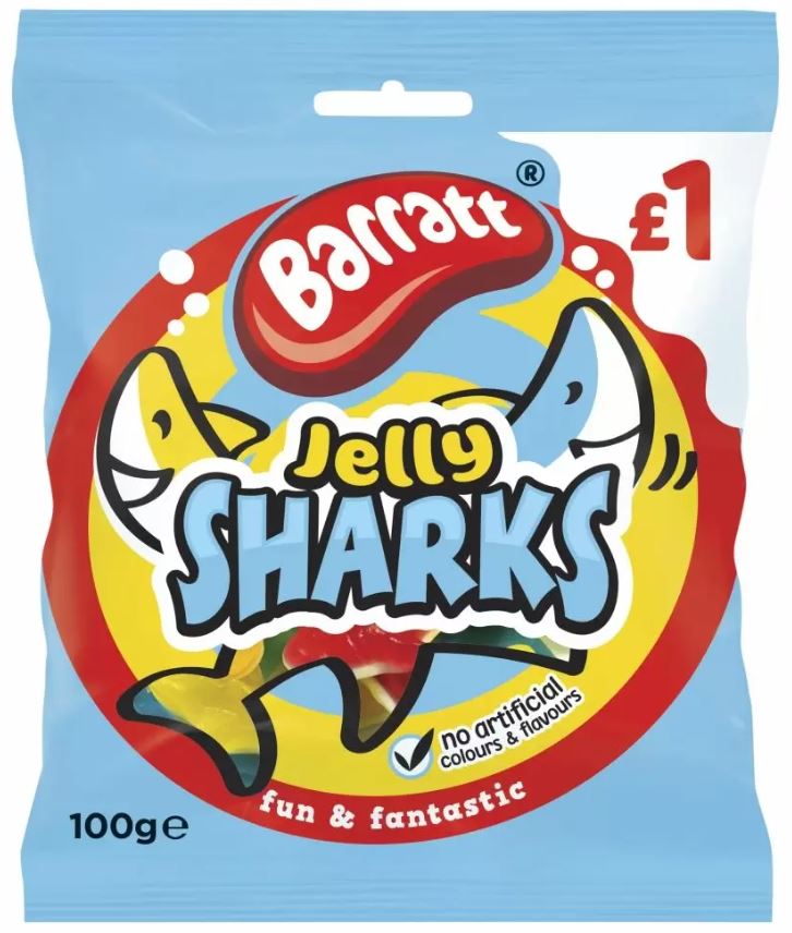 Candyland Barratts Jelly Sharks 12 x 100g PM
